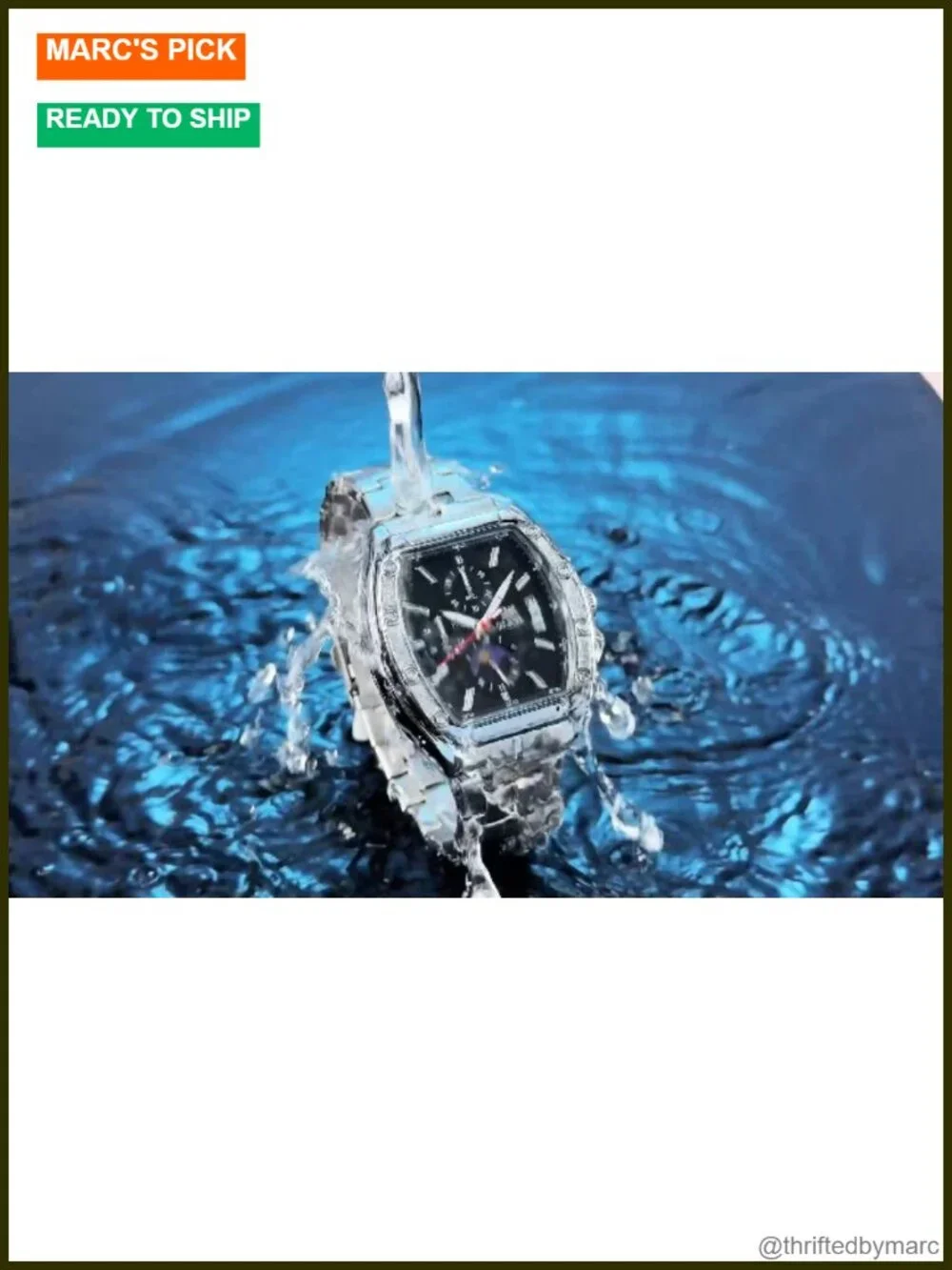 Mens Square Chronograph Quartz Watch Stainless Steel Leather Band Luminous Date